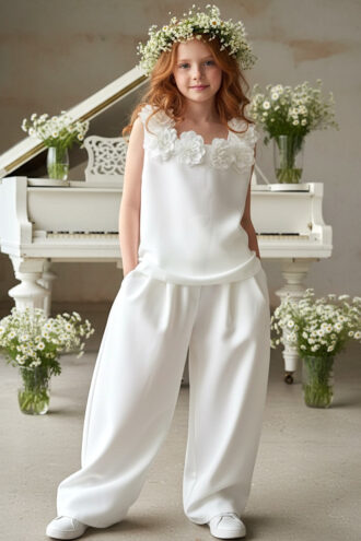 Komplet bluzka i spodnie Elwira Kwiaty 3D