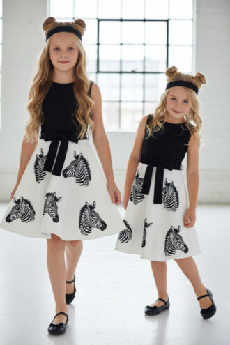 Sukienka dla dziewczynki Zebra biało-czarna